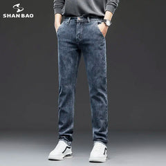 Denim Jeans Men Straight Stretch Regular Jeans