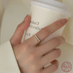 Simple Pearl Zircon Open Ring Jewelry Gift