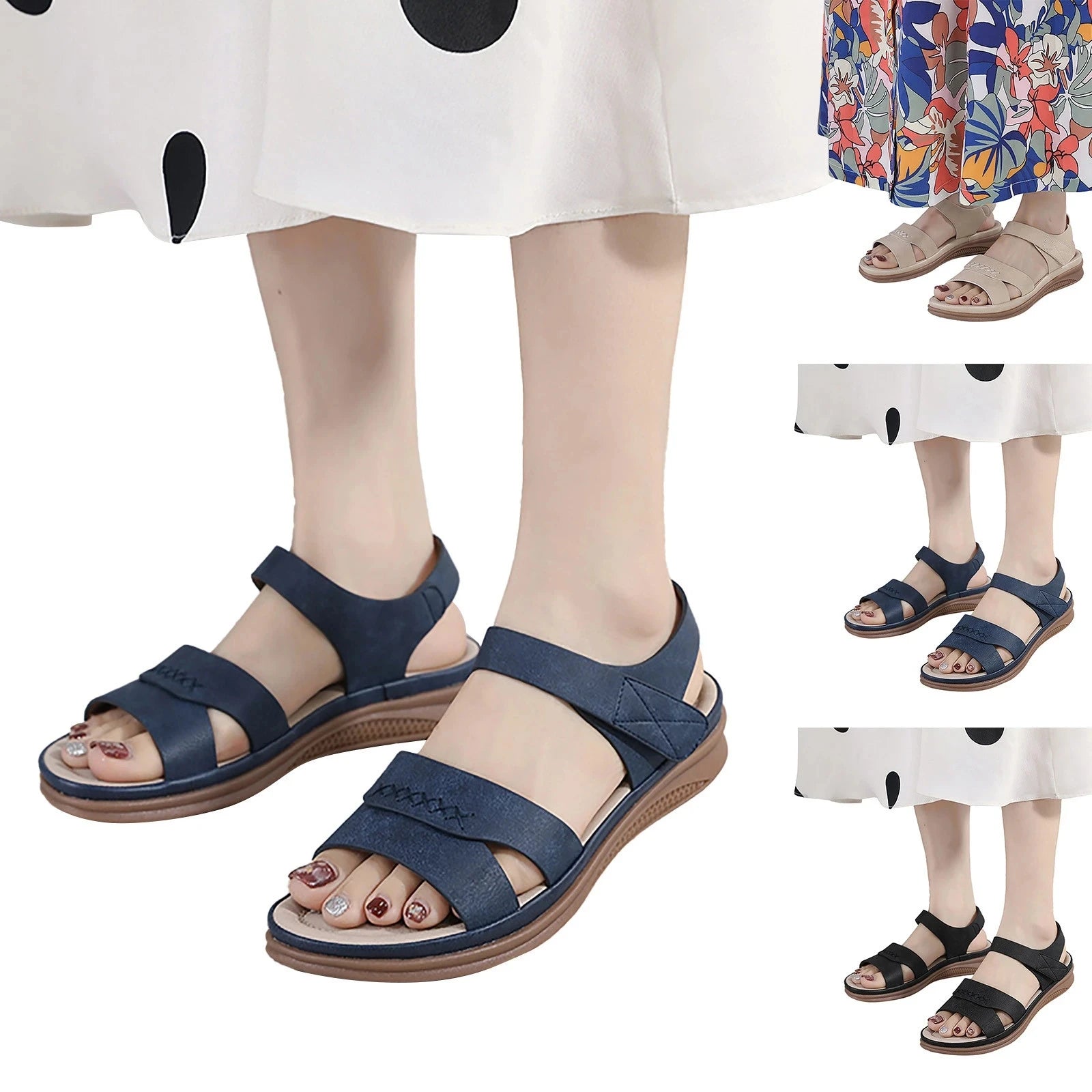 Fashion Women Summer Hook Loop Casual Open Toe Wedges