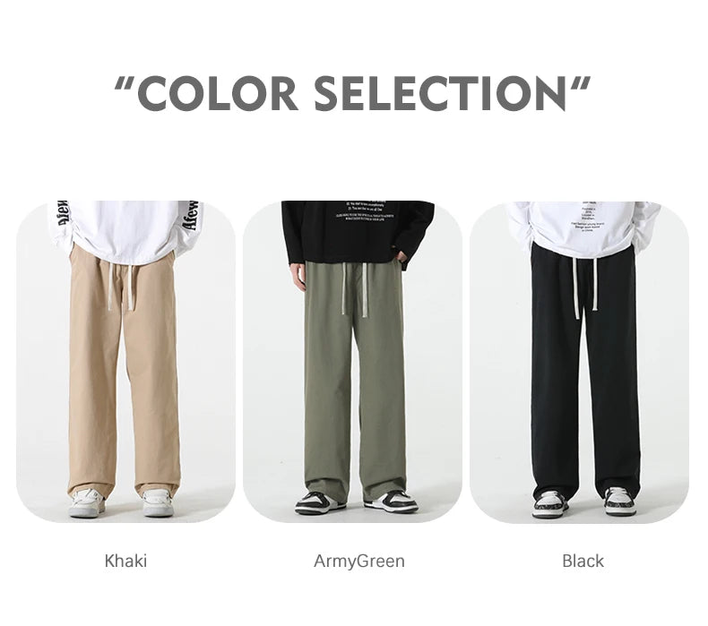 Baggy Wide-leg Pants Fashion Streetwear Casual Elastic Waist Trousers