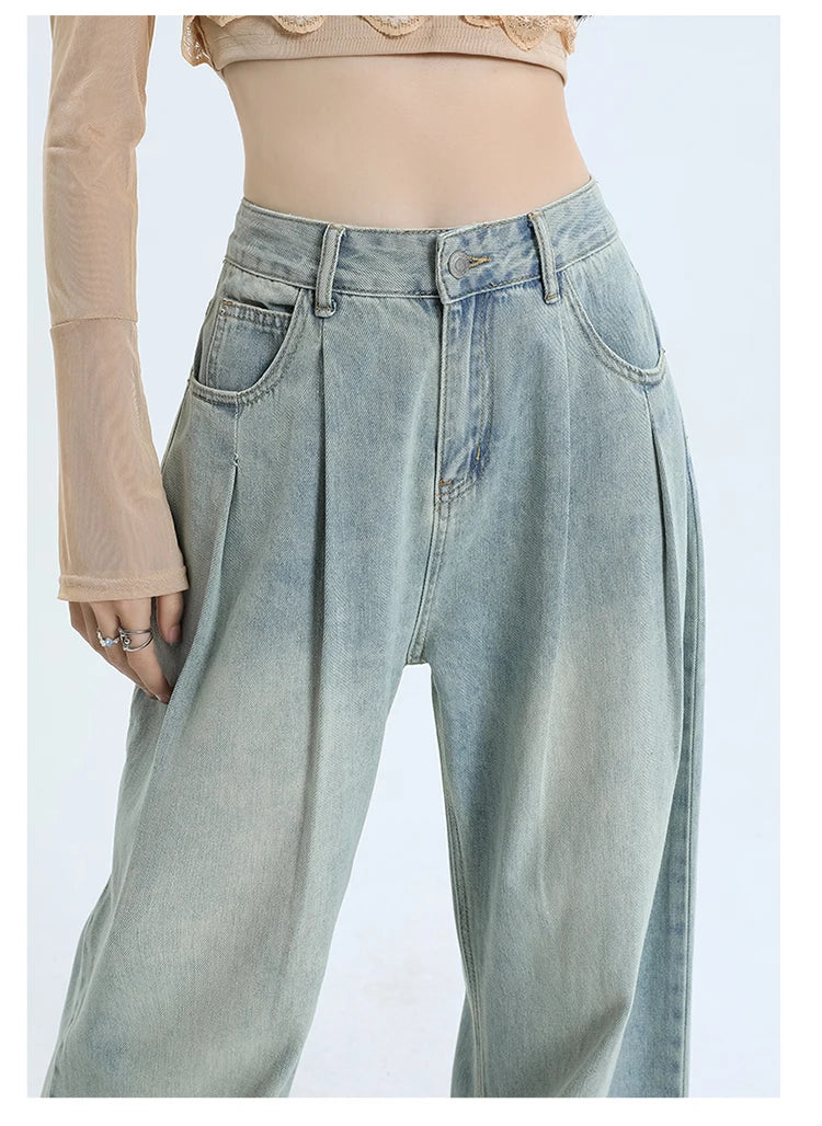 wide leg jeans for women loose fit high waist Jeans retro