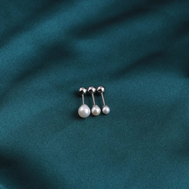 Stainless Steel Pearl Ear Studs Earrings Jewelry