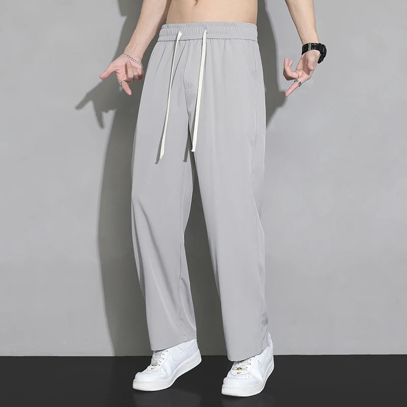 Summer Ultra-thin Men's Pants Baggy Straight  Fashion Casual Trousers