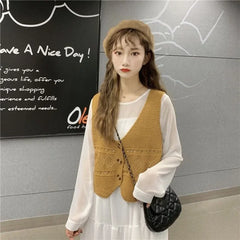 V-neck Sweater Vest Women All-match Chic Comfortable Trendy