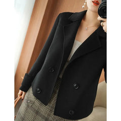 Double-Sided Wool Coat Women's Short  Casual Tweed Suit Jacket