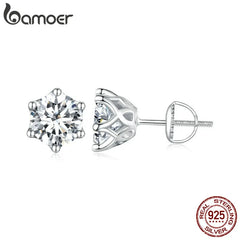 Stud Earrings Round Cut Lab Silver Earrings Gold Plated for Women
