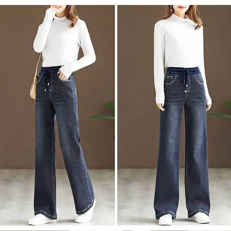 Casual Wide Leg Jeans Patchwork High Waist Vintage Baggy