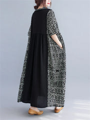 Oversize Cotton Patchwork Vintage Dresses Casual Clothing
