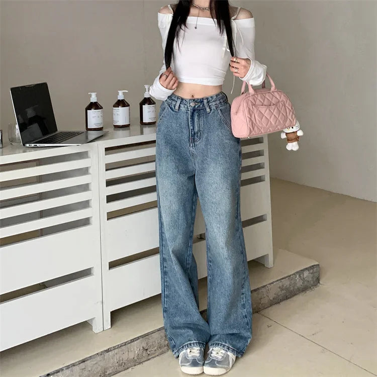 Retro Y2K Versatile Jeans Street Fashion Loose Straight Denim Trousers