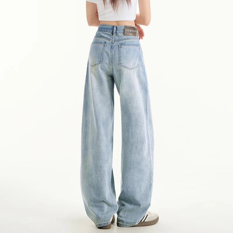 Wide Leg Loose Jeans Light Blue Vintage Denim Pants