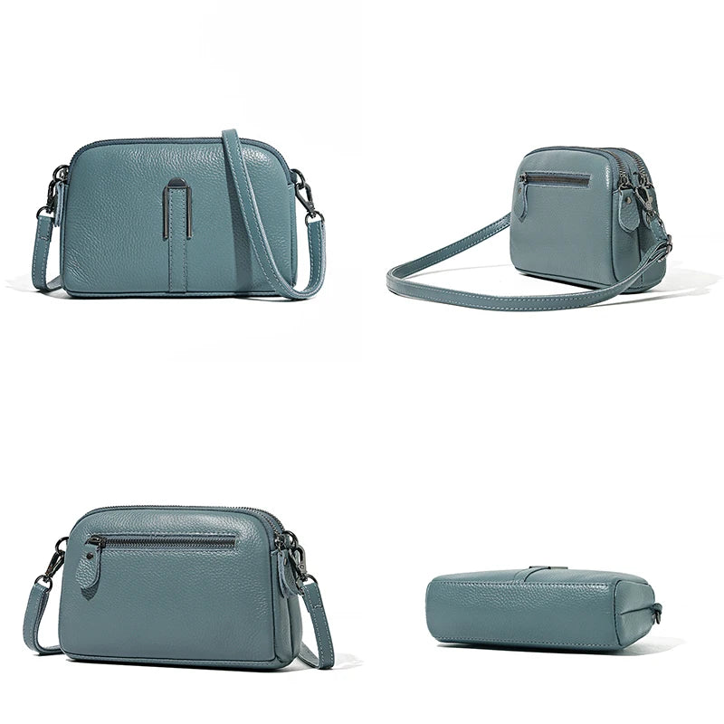 Genuine Leather Crossbody Bag Solid Color Clutch Phone Bags