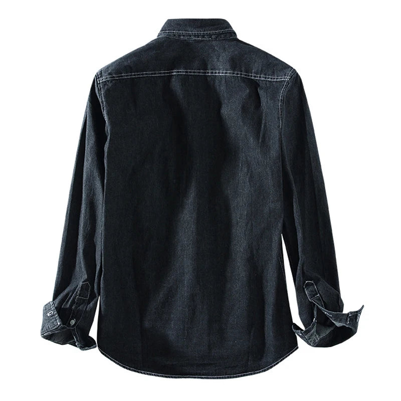 Casual Denim Fashion Casual Cotton Slim Fit Long Sleeve Shirt