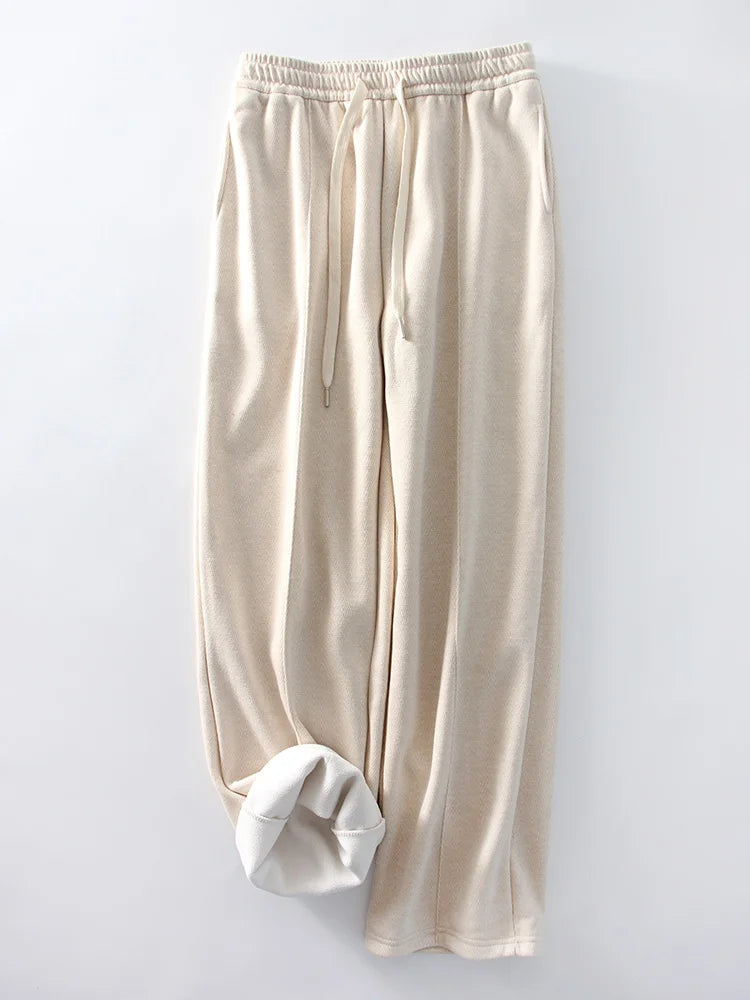 Wool Pants With Fleece Trousers High Waist Velvet Straight Leg Pants