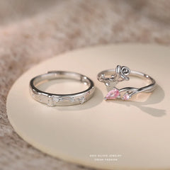 Silver Prince Rose Lovers Ring Jewelry