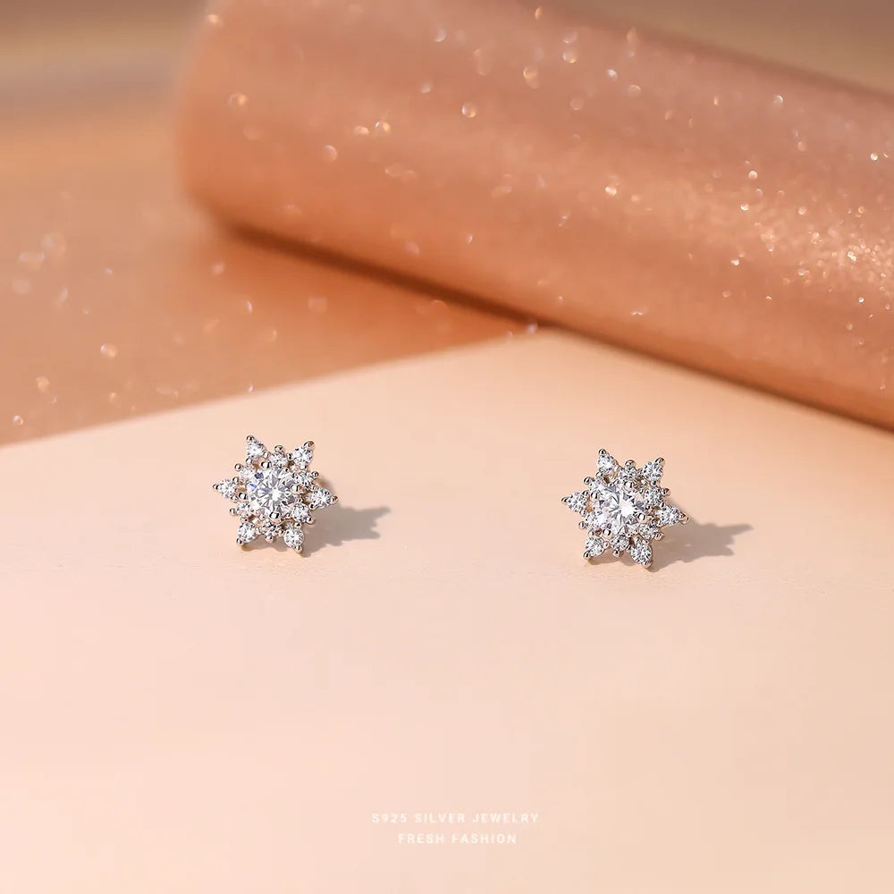 Pavé Zircon Snowflake Earrings for Women Jewelry