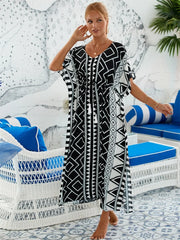 Summer Loose Kaftan Embroidery Beach Cover Up