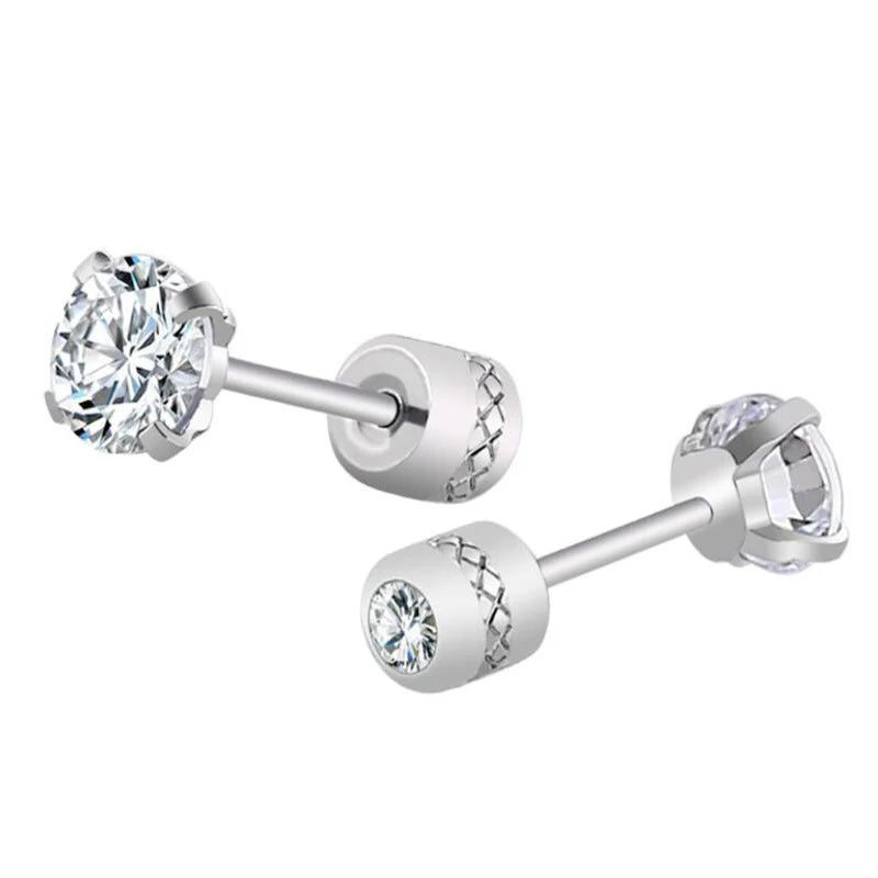 1Pair Stainless Steel Crystals Stud Earrings Jewelry