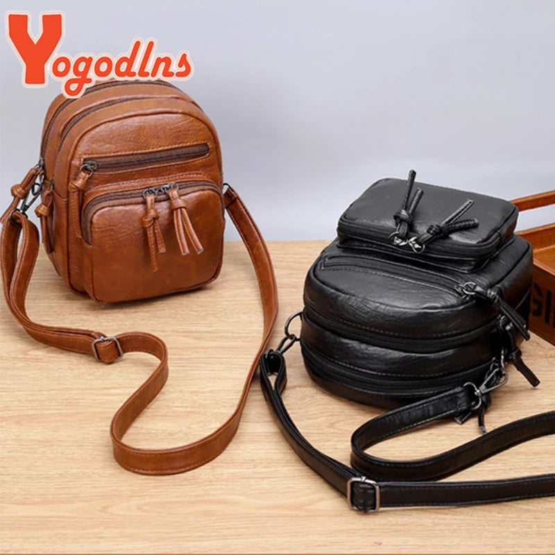 Vintage Crossbody Bag Women Soft PU Leather Shoulder Bag