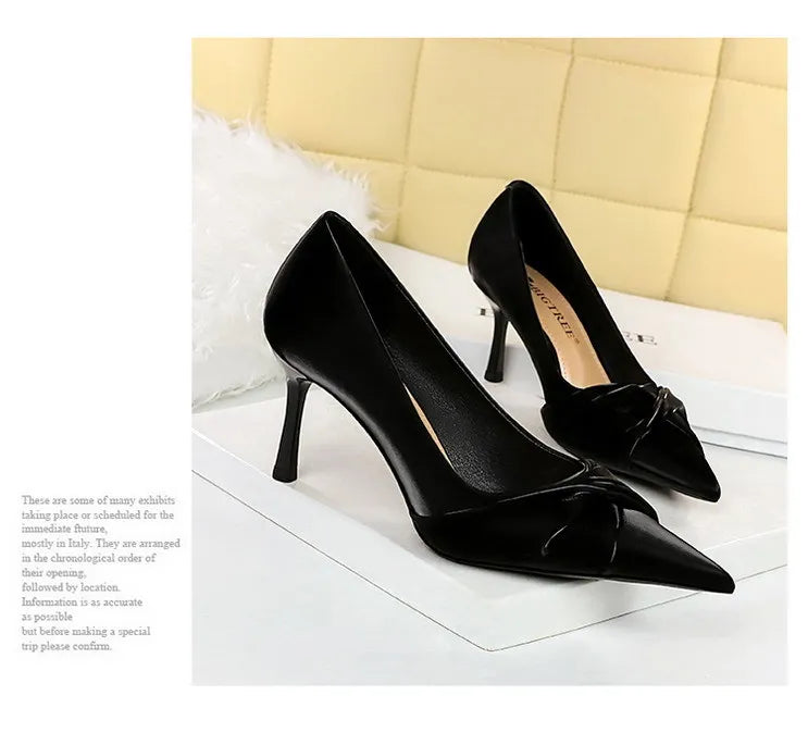 Shoes Fashion Kitten Heels Women Pumps Pointed Bow-knot Stiletto High Heels