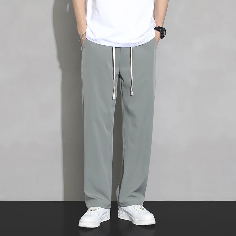 Summer Ultra-thin Men's Pants Baggy Straight  Fashion Casual Trousers