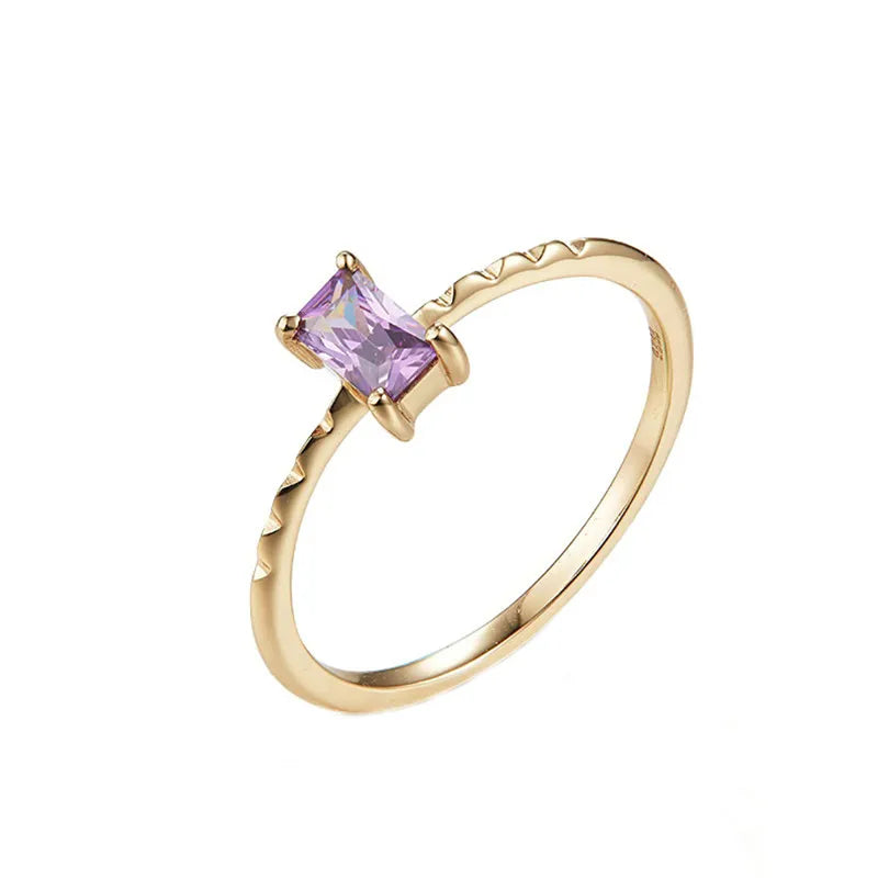 Vintage Purple Zircon Ring for Women All-match Jewelry