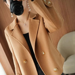 Double-Sided Wool Coat Women's Short  Casual Tweed Suit Jacket