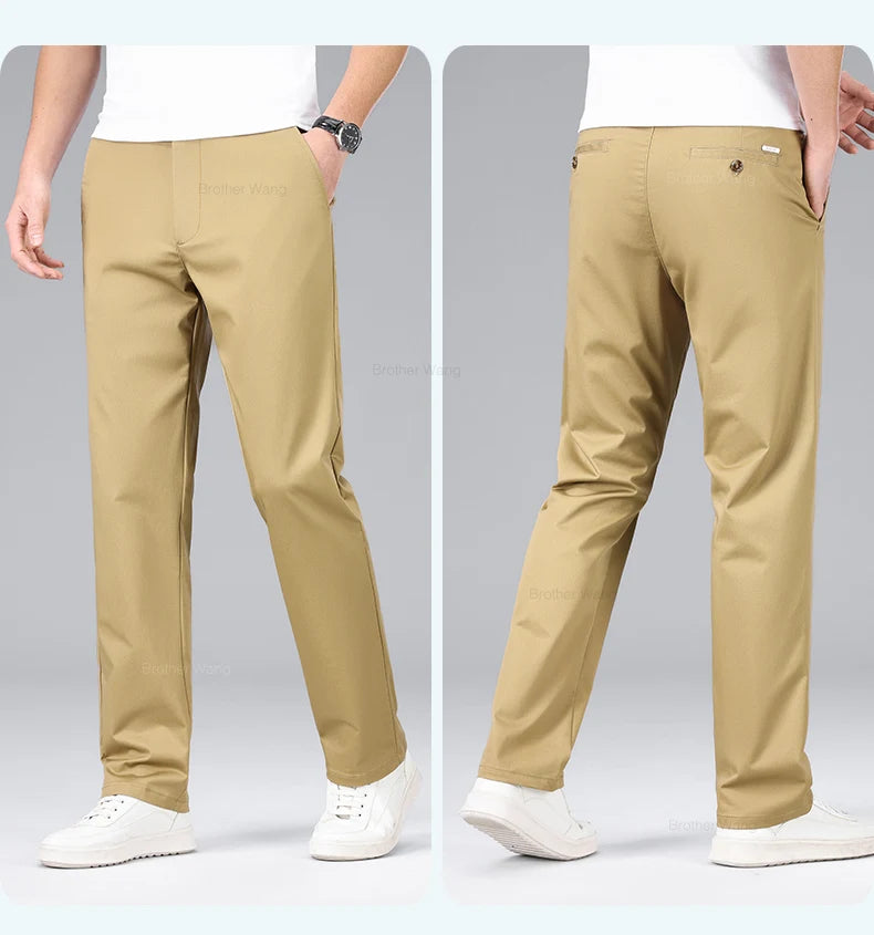 Classic Style Men's Cotton Elastic Casual Pants