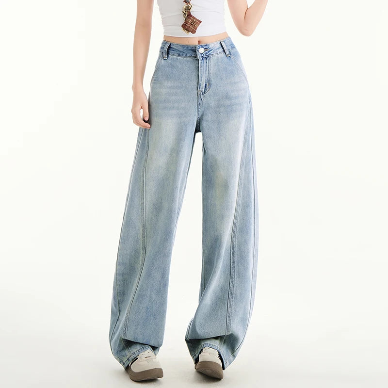 Wide Leg Loose Jeans Light Blue Vintage Denim Pants