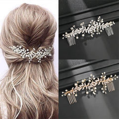 Wedding Pearl Leaf Crystal Hair Comb Hairpin Headband