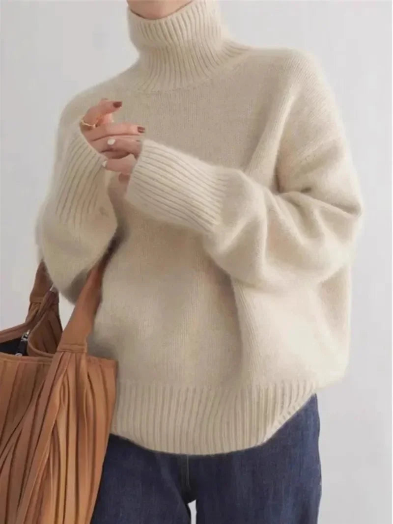 High Neck Pullover Warm Loose Knitted Base Sweater Jacket Tops