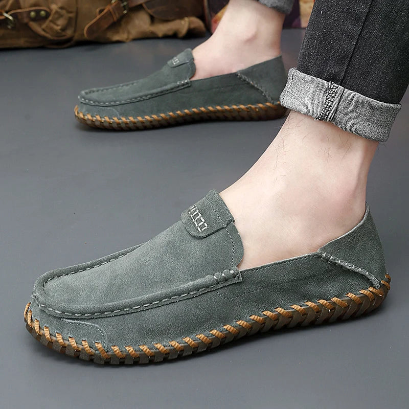 Suede Men Loafers Casual Shoes Slip On Moccasins Plus Size