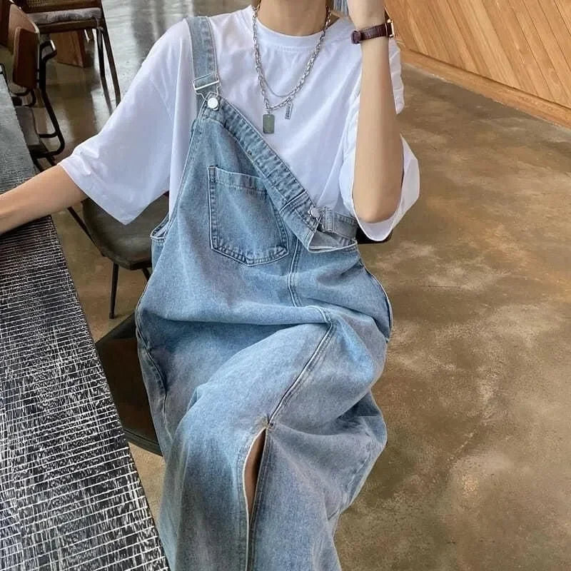 Summer Denim Overall Dress Women Sleeveless Jeans Fashion