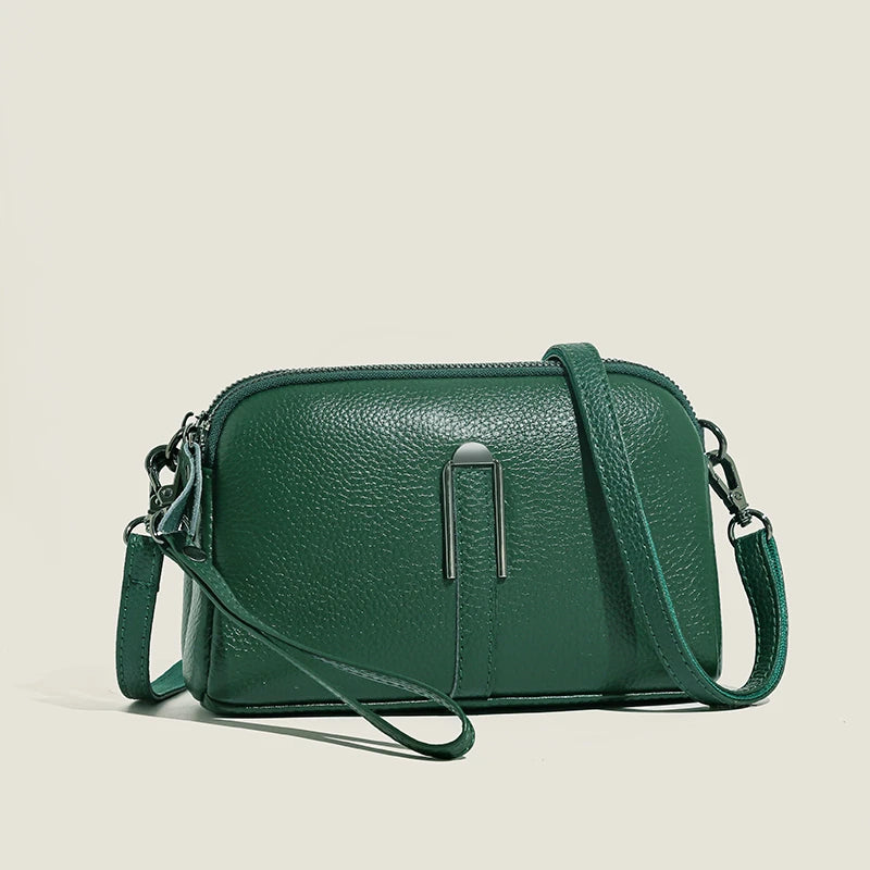 Genuine Leather Crossbody Bag Solid Color Clutch Phone Bags