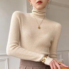 Women Sweater Turtleneck Warm Knitwear Casual Solid Fashion