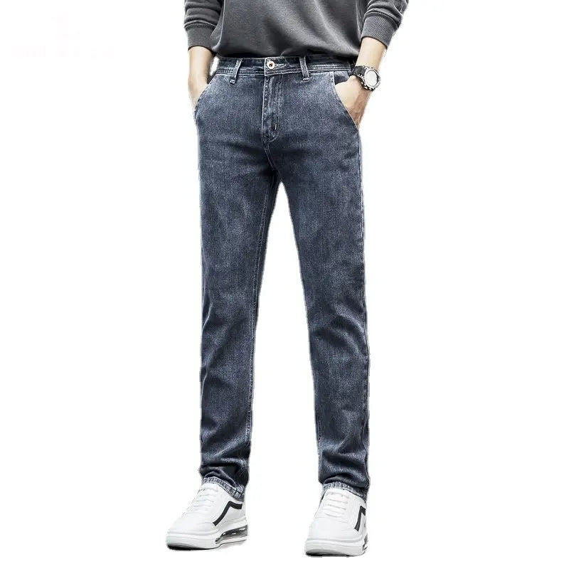 Denim Jeans Men Straight Stretch Regular Jeans