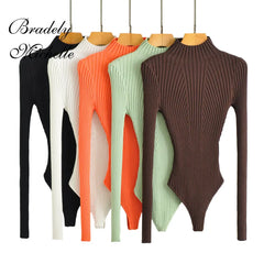 Women's Clothing Tops Solid Pullover High Collar Bodysuit