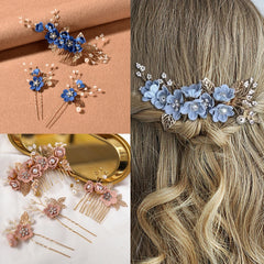 Bride Artificial Flower Beads Side Comb Accessories Jewelry