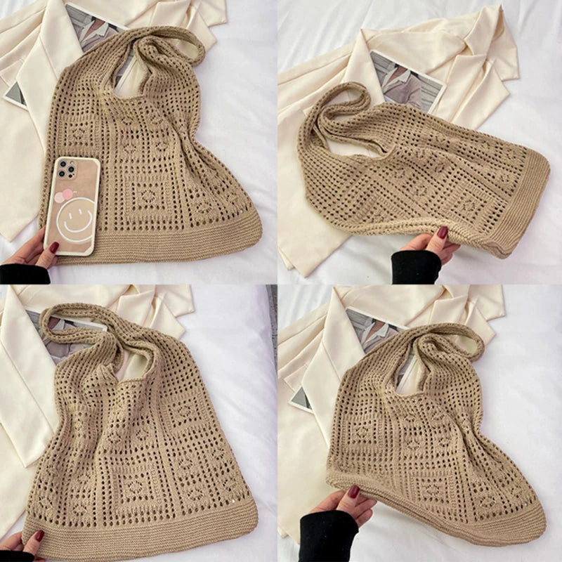 Knitted Handbags Beach Bags Shoulder Casual Tote