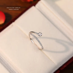 Women Silver Star CZ Ring Cute Gift for Birthday Jewelry