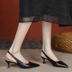 Sandals Pointed Toe Slingbacks Pumps Wedding Shoes Low Heels Dress Shoes