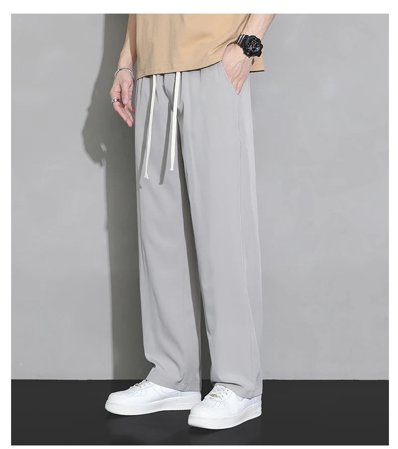 Summer Ultra-thin Men's Pants Baggy Straight  Fashion Casual Trousers