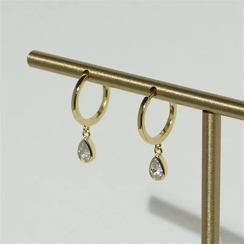 Sterling Silver Solitaire Zircon Drop Earrings