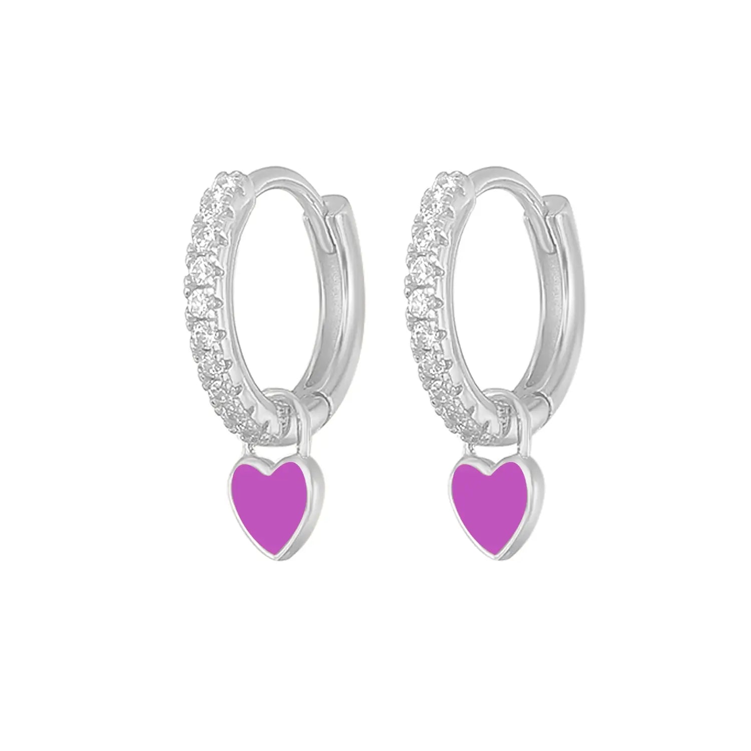 Heart Cute Candy Neon Color Silver Golden Color Hoop Earrings