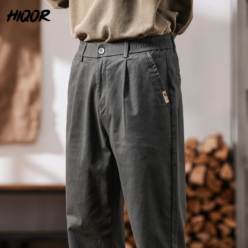 Man Classic Work Stretch Cargo Pants Cotton Baggy Casual Trousers