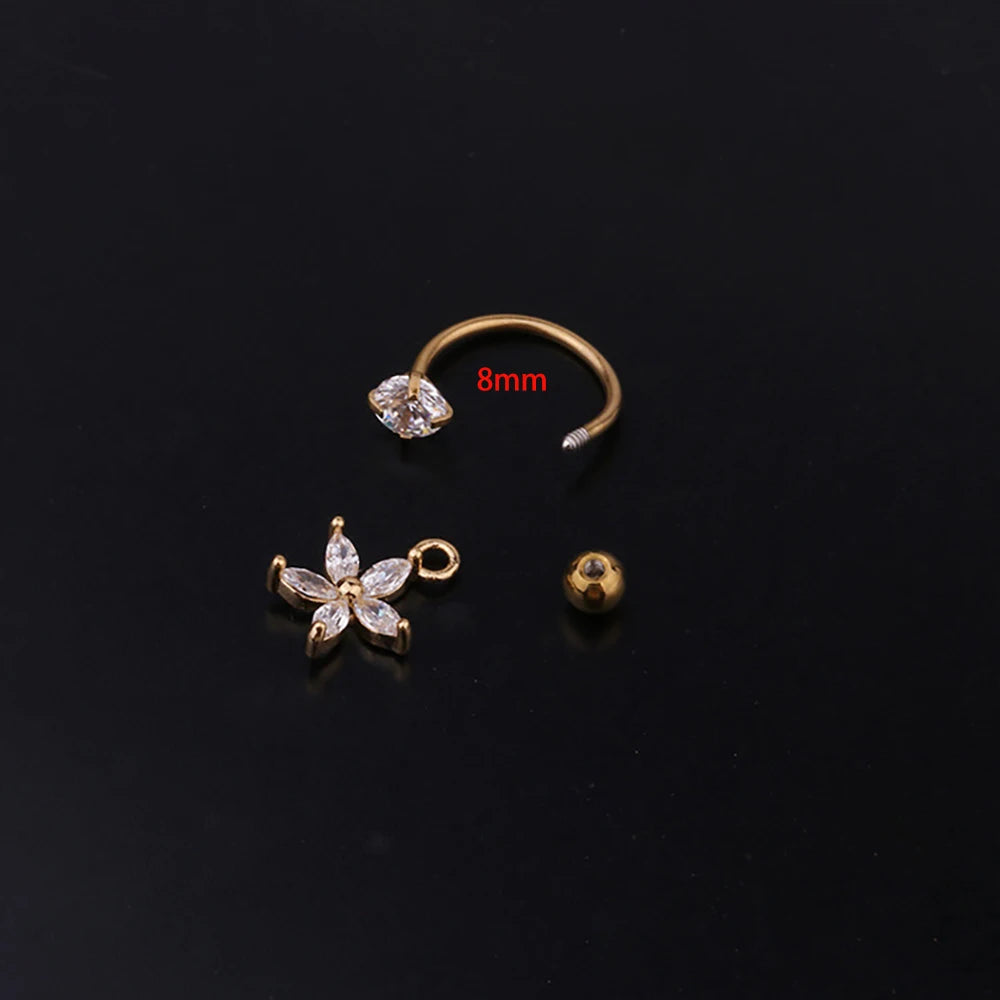 Stainless Steel Minimal Crystal CZ Star Ear Studs Earring