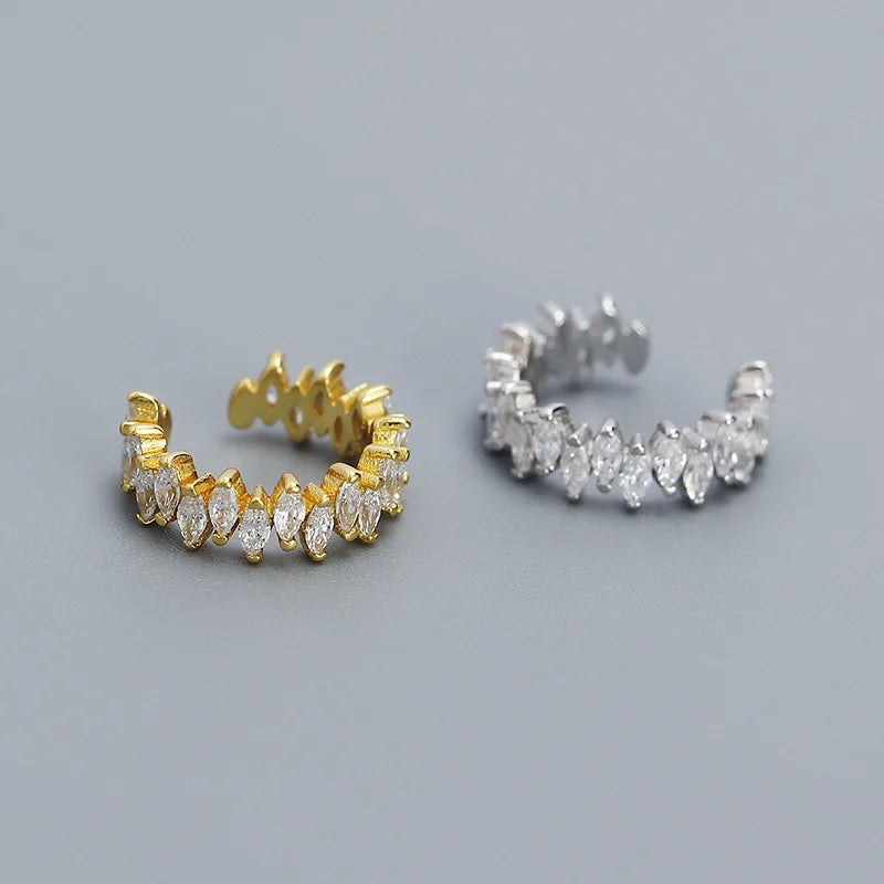 Zircon Clip Earrings Stackable Ear Cuff Style