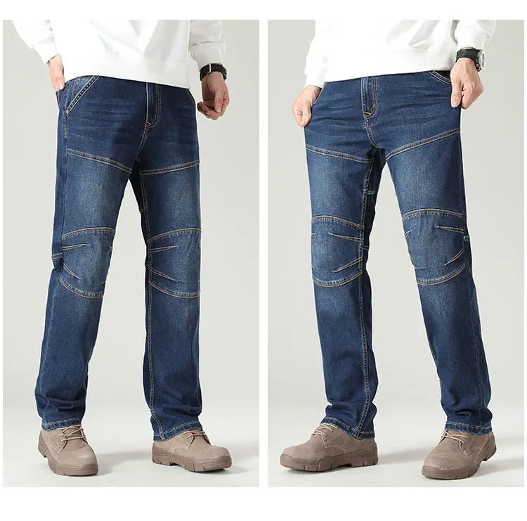 Stretch Stitching Jeans Classic Casual Men's Straight Loose Denim Pants