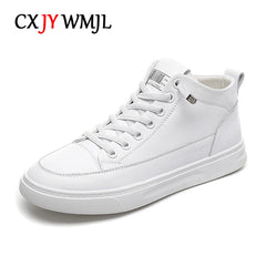 Genuine Leather Women Sneakers High Gang Vulcanized Shoes Fashion