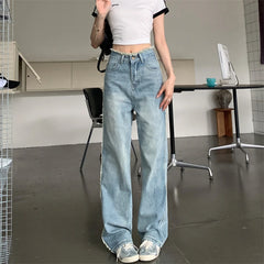 Retro Y2K Versatile Jeans Street Fashion Loose Straight Denim Trousers