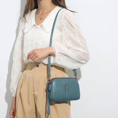 Genuine Leather Crossbody Bag Solid Color Clutch Phone Bags